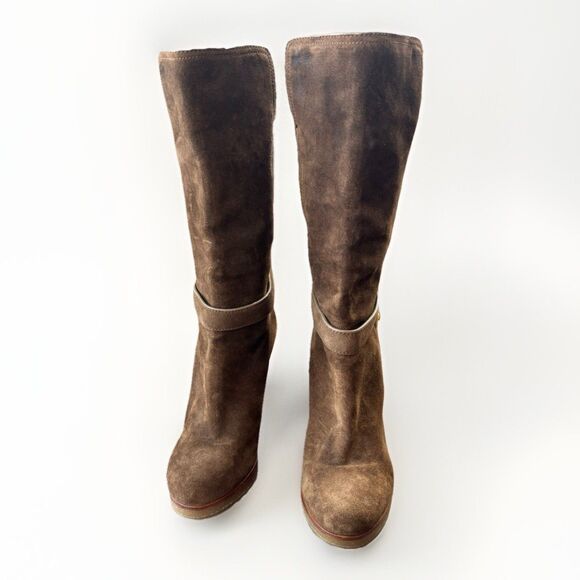 Prada Brown Suede Heeled Boots Size 7 Italy - Picture 8 of 10